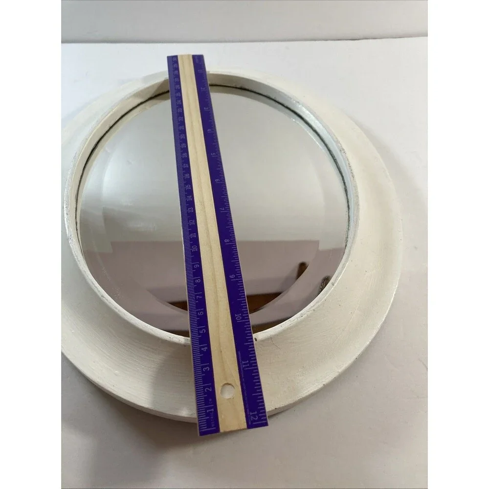 Vintage White Beveled Oval Mirror 12” X 10”.